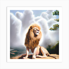 Lion Basking In The Sun Art Print