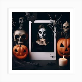 Halloween Makeup Polaroid Frame Art Print