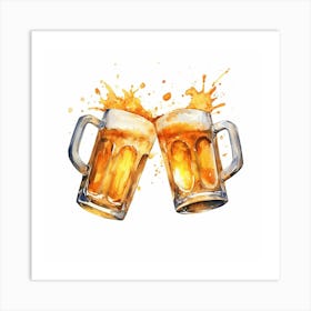 Two Mugs Of Beer 1 Art Print