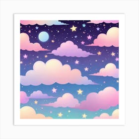 Sky With Twinkling Stars In Pastel Colors Square Composition 215 Art Print