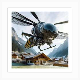 Helicopter In The Mountains 1 Art Print