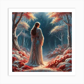 Woman In The Woods 12 Art Print