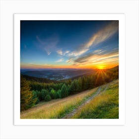 Sunset In The Mountains Print Art Print