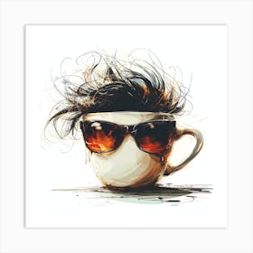 Coffee Cup With Sunglasses Art Print