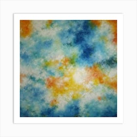 Blue And Orange Tie Dye Painting Art Print