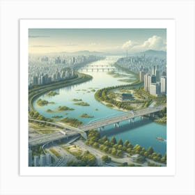 Cityscape Of Seoul Art Print