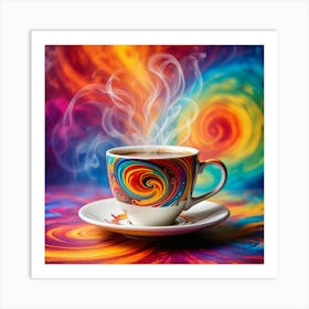 Colorful Coffee Cup On Colorful Background Art Print