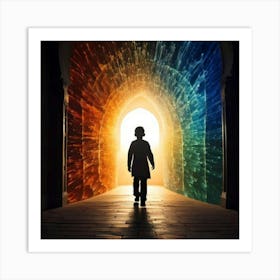 Firefly Whimsical Silhouette Of A Child Emerging Through A Colorful, Ethereal Portal 60080 (2) Art Print