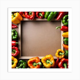 Colorful Peppers In A Frame 15 Art Print