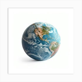 Earth Globe Isolated On White Background 2 Art Print