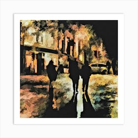 Night Walk Wood Print Art Print