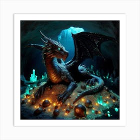 Dragon In The Cave paintings art print Art Print