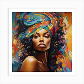 African Woman In Colorful Turban 1 Art Print