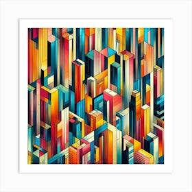 Bold Colors And Geometric Shapes Inspired By A Metropolis (3) Art Print