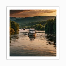 Sunset On The River 1 Art Print