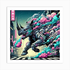 Rhino - Cityscape Art Print