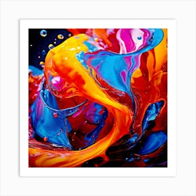 Fresh Colors Liquid 3d Design Spark Hot Palette Shapes Dynamism Vibrant Flowing Molten (6) Art Print