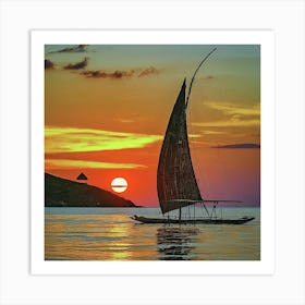 Sunset Sailboat Art Print