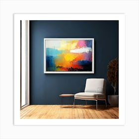 Mock Up Canvas Framed Art Gallery Wall Mounted Textured Print Abstract Landscape Portrait (10) Art Print