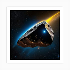 Yellow blue alien artifical asteroid floating in space 9 Art Print