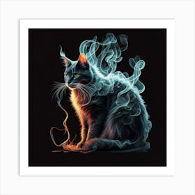 Cat In Smoke Art Print