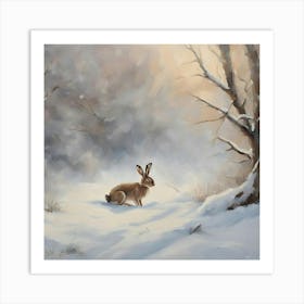 Hare In The Snow Art Print