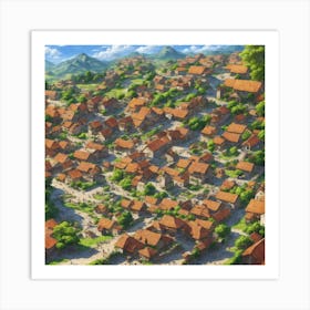 Village In The Mountains Art Print