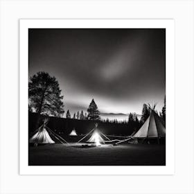 Teepees At Night 1 Art Print