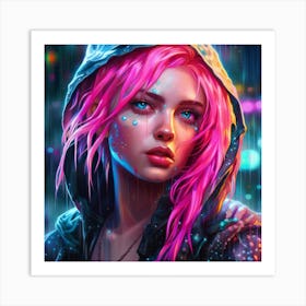 Girl In The Rain Art Print