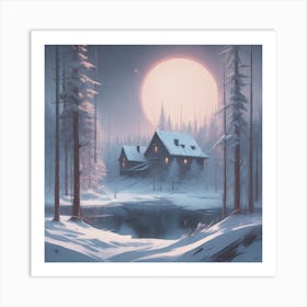 House In The Snow Art Print