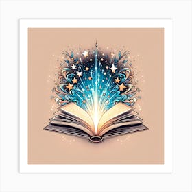 Open Book With Stars Art Print