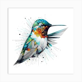 Colibri Bird - Abstract Line Art Illustration 103 Art Print