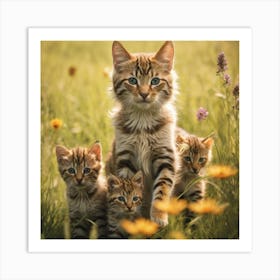 Cat mam with her kids Art Print