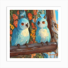 Two Blue Parrots Art Print