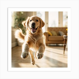 Golden Retriever Jumping,wall art Art Print