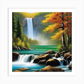 Waterfall In Autumn 17 Art Print