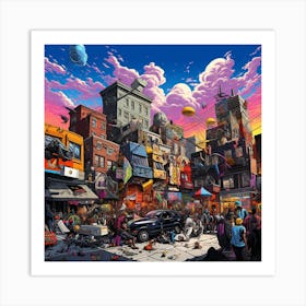 City Street Scene Art Print