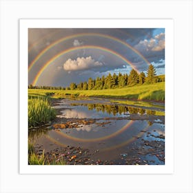 Rainbows Over A Stream Art Print