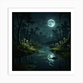 Full Moon In The Forest 9 Art Print