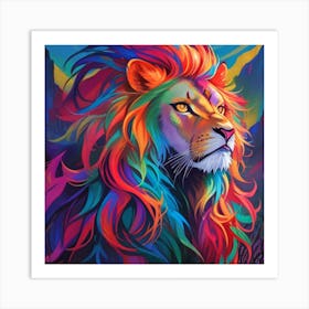 Rainbow Lion Art Print