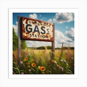 A Old Vintage Gas Station Sign 2 Art Print