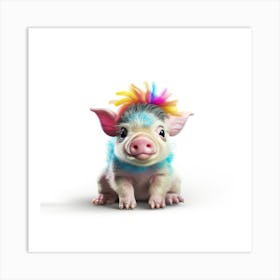 Rainbow Pig Art Print