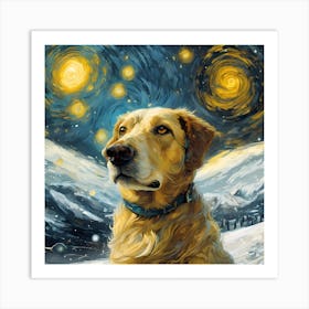 Golden Retriever Starry Night Art Print