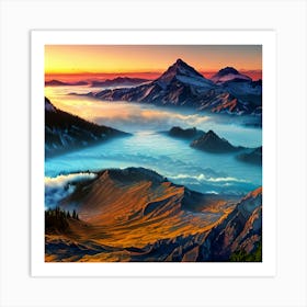 Sunrise In The Mountains 1 Art Print