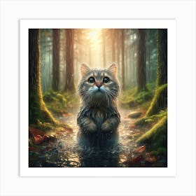 Cat In The Rain 5 Art Print