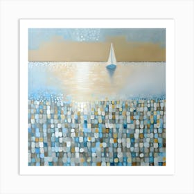 Sailboat In The Sea Abstract Art Print