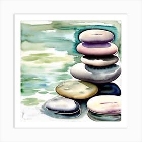 Watercolor Zen Stones Art Print