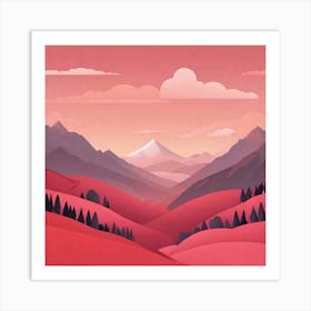 Misty mountains background in red tone 39 Art Print