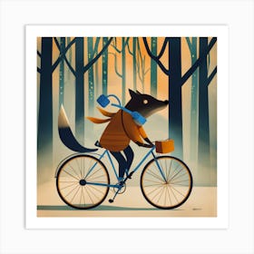 Fox On A Bike 4 Art Print