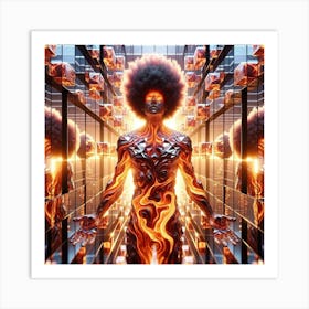 Afro Man In Fire Art Print